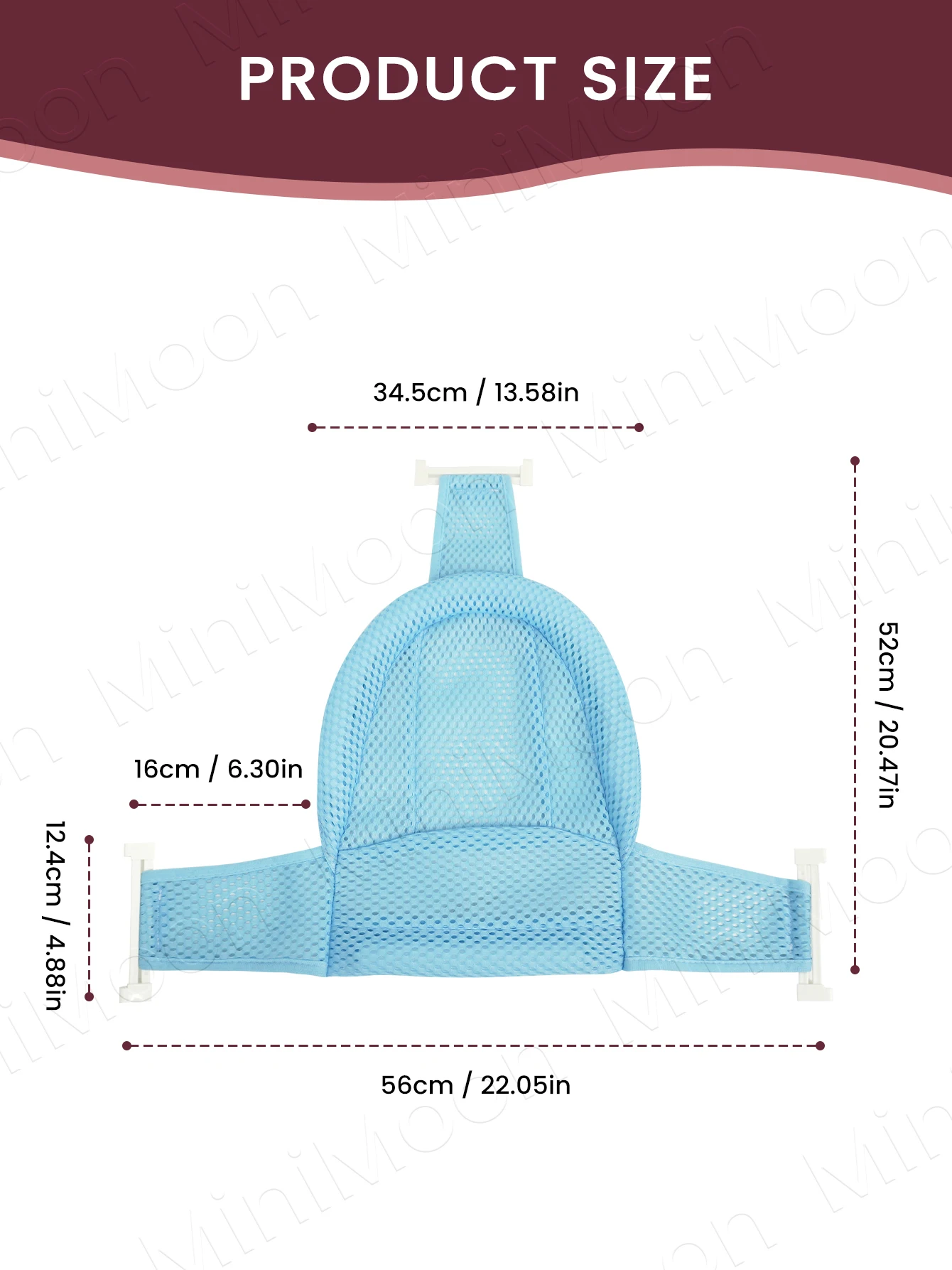 Non-Slip Baby Bath Support Mat, Floating Mesh Cushion for Infants 0-2 Years (Bathtub Not Included)
