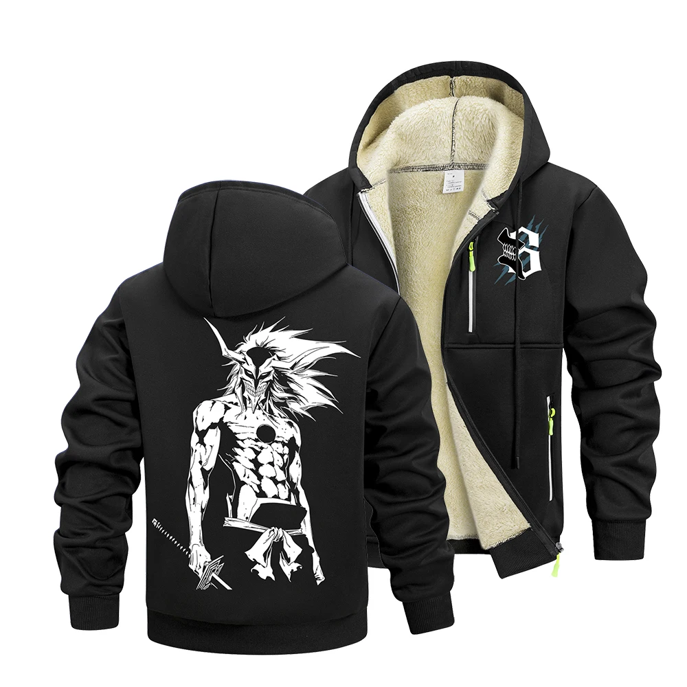 

Men's Black Zip-Up Jacket/Sweatshirt Autumn/Winter Outdoor Sports Casual Loose Hooded Jacket Plus Size Thickened Warm Clothing