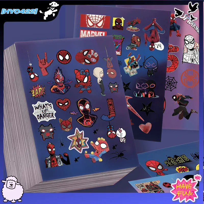 Pegatinas impermeables de Spiderman, paquete de 8 calcomanías de película cortada de animación de dibujos animados de alto valor estético para fanáticos de juguetes y pasatiempos