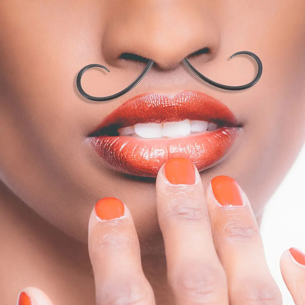 

4Pcs Mustache Septum Piercing Unique Steel Nose Ring Adjustable Unisex Septum Jewelry for Men Women Funny Nose Ring