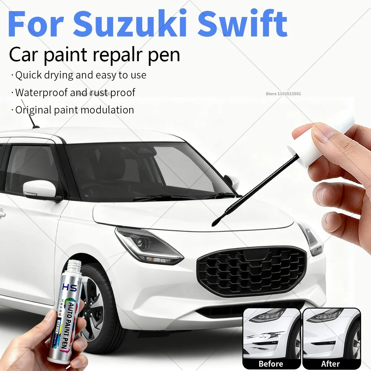Car Paint Repair Pen For Suzuki Swift Touch Up Scratch Remover DIY Auto Accessories Black White Blue Red Silver Yellow Grey Pink