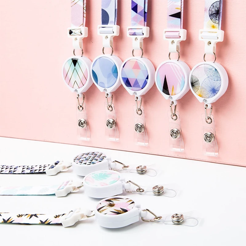 1pc Long Retractable Badge Reel Lanyard Name Tag Card Badge Holder Universal Office Work Card Id Hanging Rope Necklace Strap