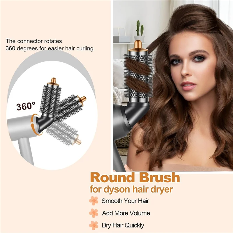 สิ่งที่แนบมาแปรงกลมสําหรับ Dyson Airwrap พร้อมอะแดปเตอร์สําหรับอุปกรณ์เสริมเครื่องเป่าผม Dyson, แปรงเพิ่มวอลลุ่มแบบกลม