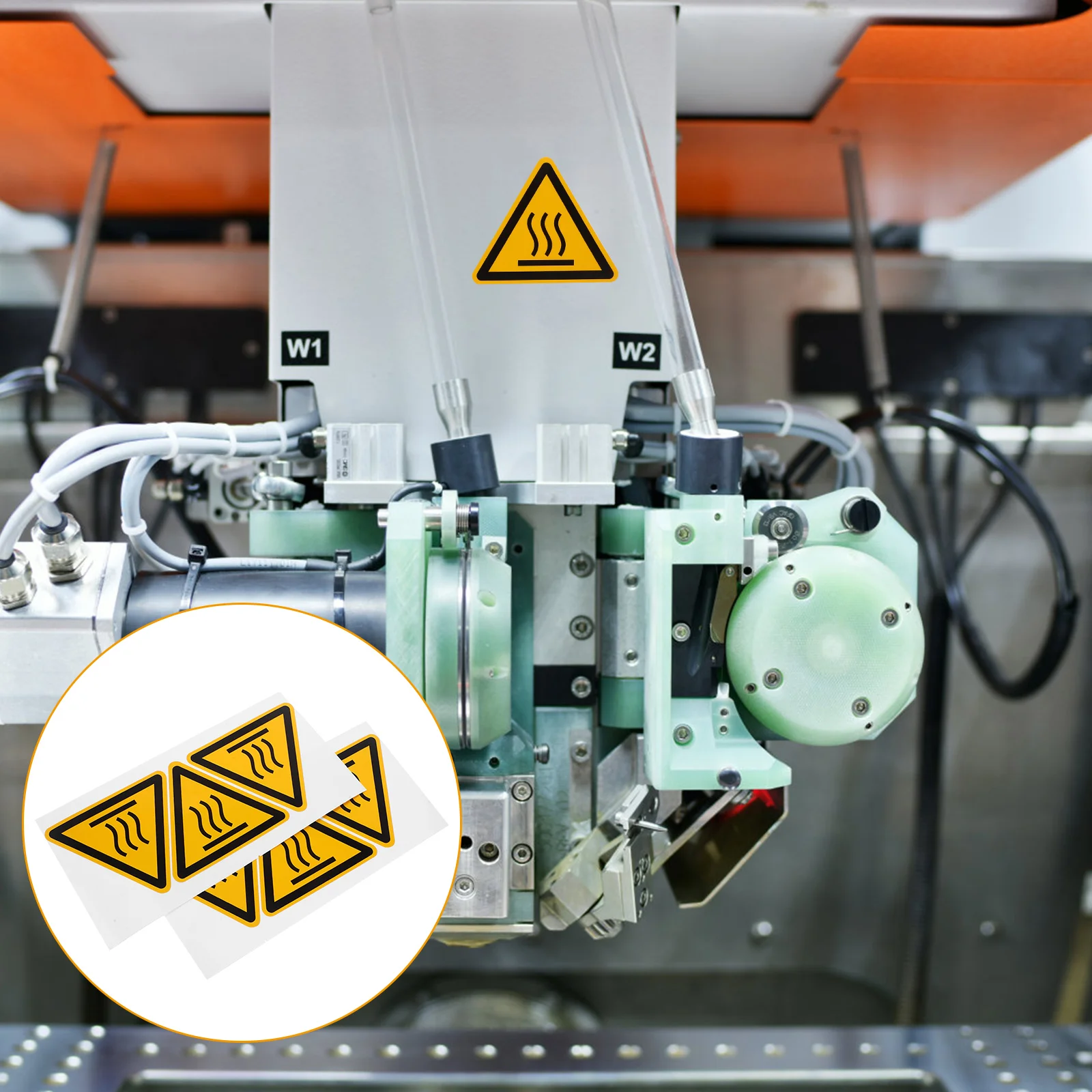 

2 Sheets Logo Stickers Safety Warning Labels Caution Hot Surface Sign The Equipment Scald Decal High Temperature Decals