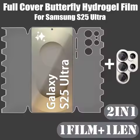 2IN1 Full Cover Butterfly Hydrogel Film For Samsung Galaxy S25 S24 S23 S22 S21 S20 Ultra Plus FE S10 S9 S8 Plus Screen Protector