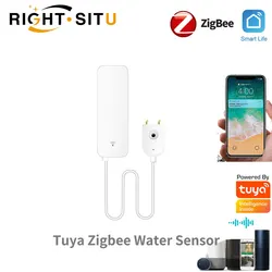 Tuya Zigbee Smart Water Leak Sensor Water Overflow Level Detector Security Alarm System Flood Leakage Sensor Remote Monitor