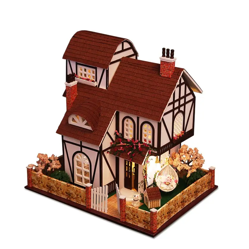 DIY Wooden Doll House Kits Miniature With Furniture Flower Town Loft Casa Villa Dollhouse Toys For Grown-up Girls Christmas Gift