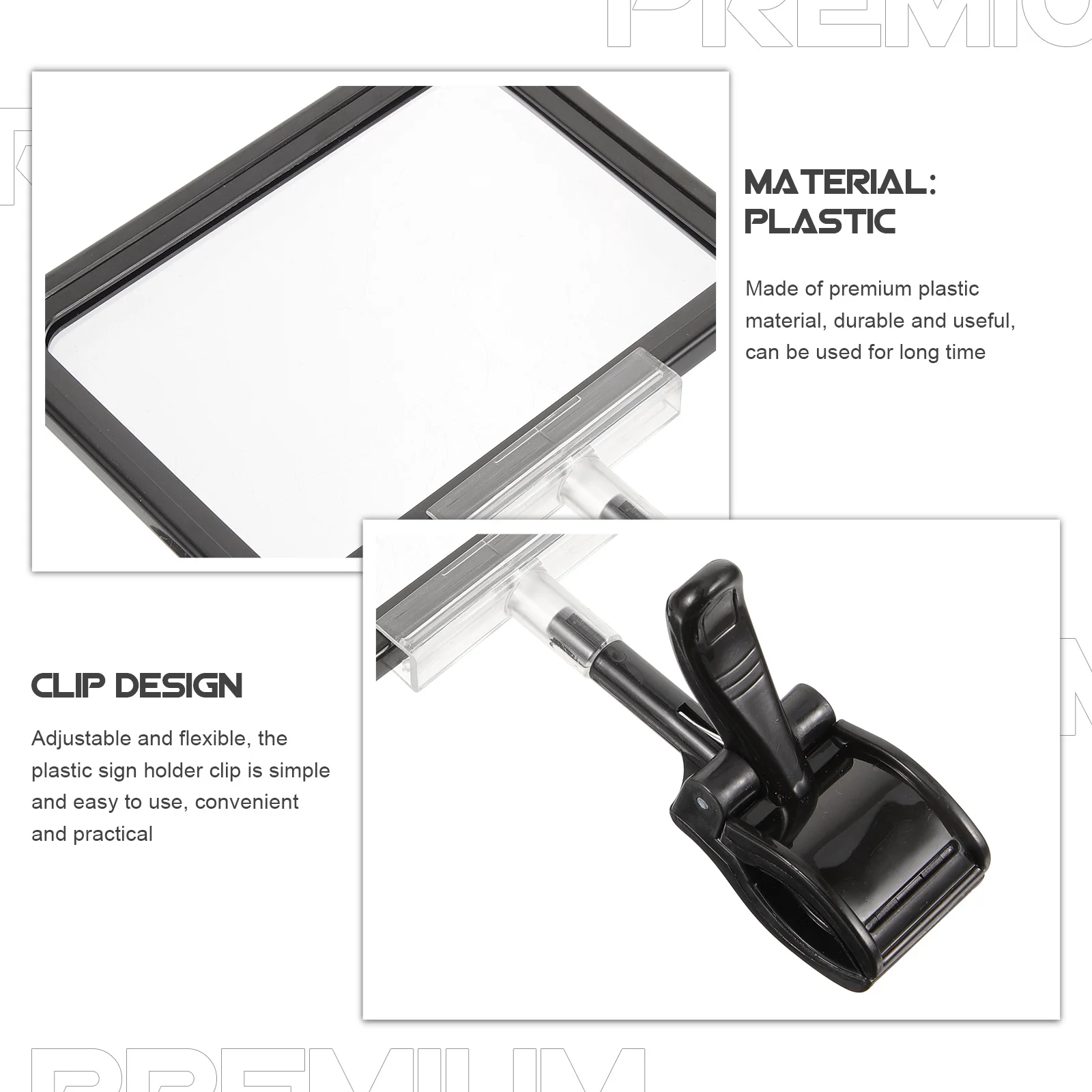 

Clip on Sign Holder Adjustable Plastic Price Tag Holder Clip for Supermarket Store Merchandise Display Sign Use