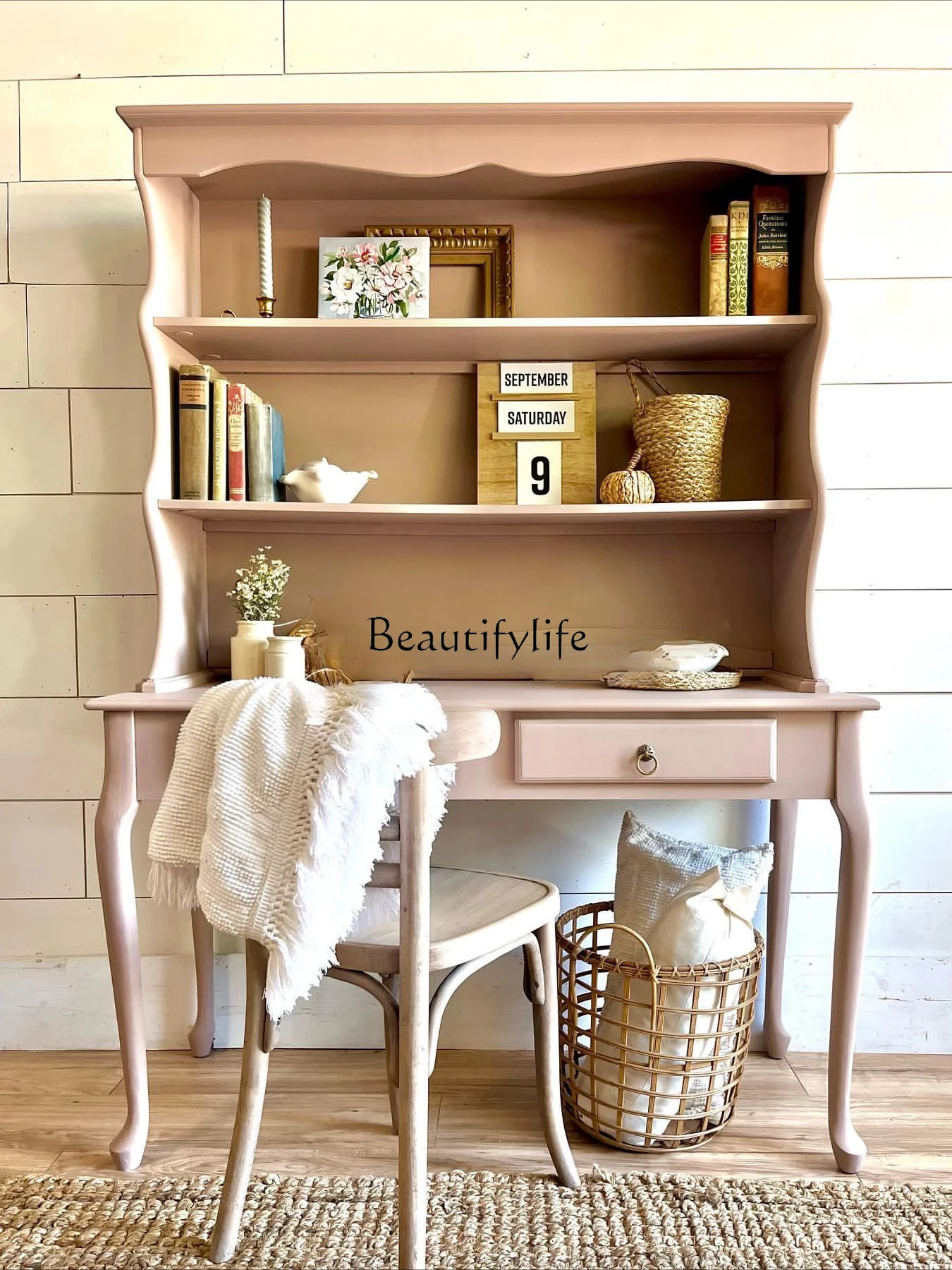 

American Style Solid Wood Bookcase Integrated Desk Office Computer Desk Study Room Special Furniture High-end