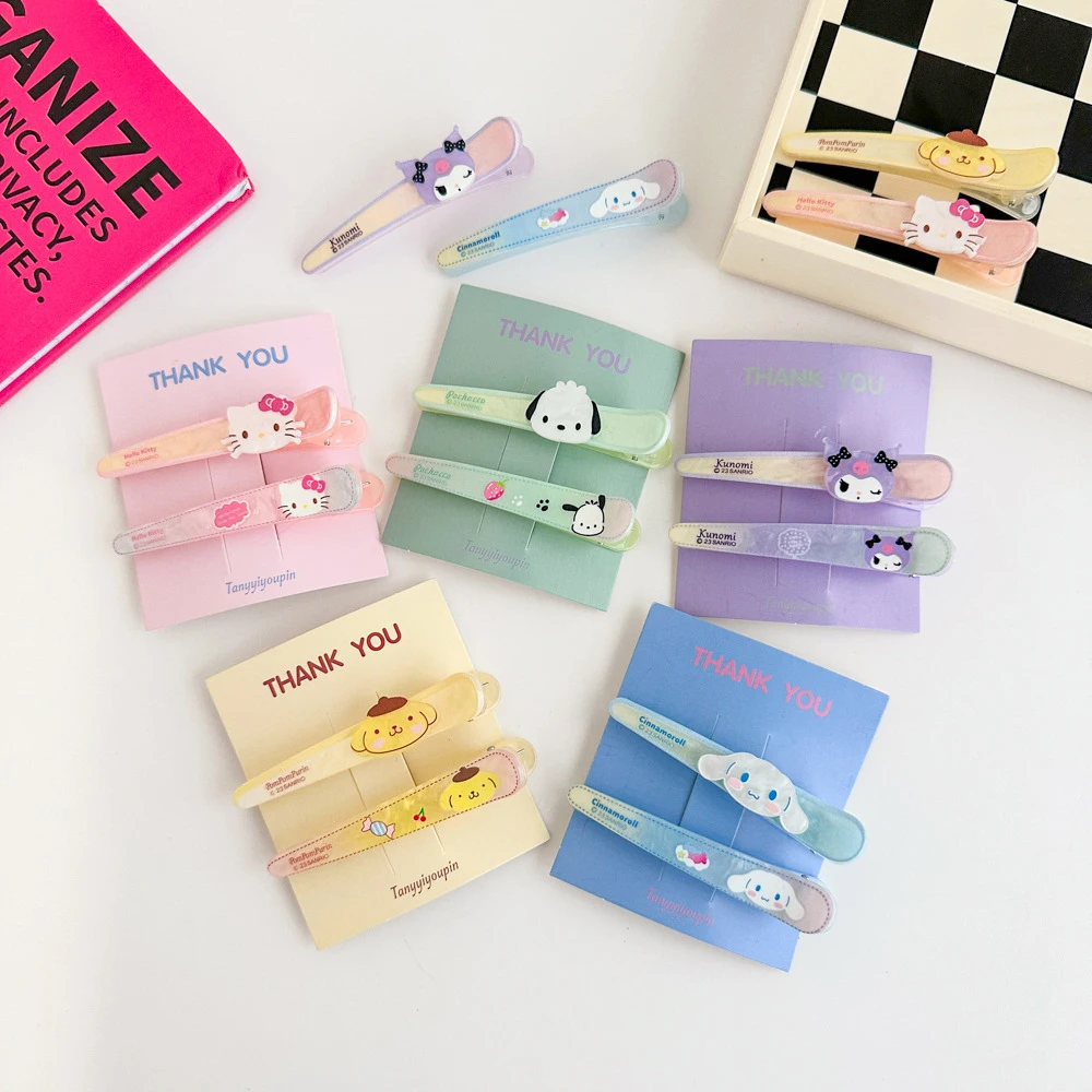 MINISO 2Pcs Sanrio Hair Clip Hello Kity Hair Clip My Melody Kuromi Cinnamoroll Pochacco Hairpin Hair Clip Hair Accessories