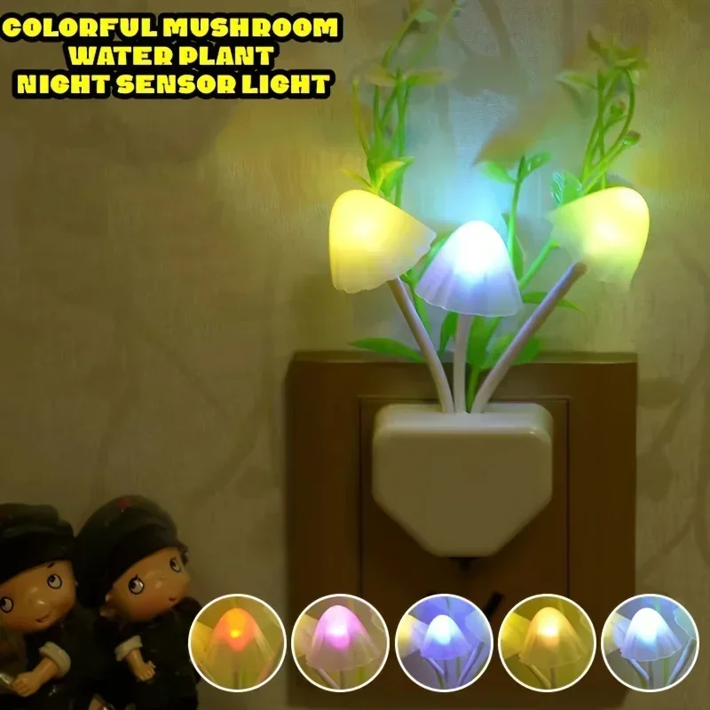 

Floral Mushroom Night Light: Auto-Sensing LED & Wood Carving Design, Portable Nursery/Gift Decor