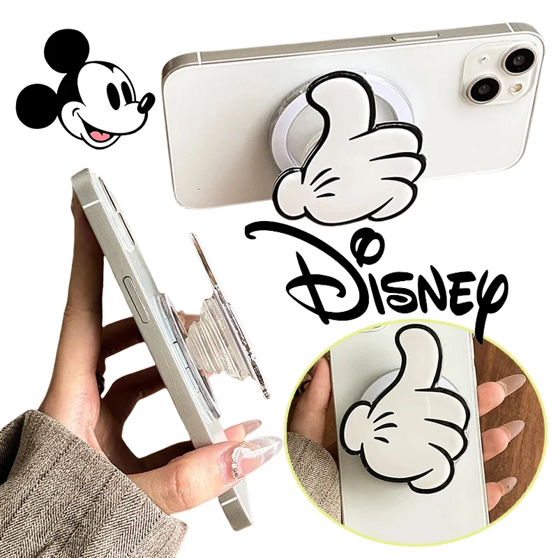 Disney-soporte magnético acrílico para teléfono móvil, cubierta retráctil de Mickey Mouse, antigoteo, a prueba de golpes