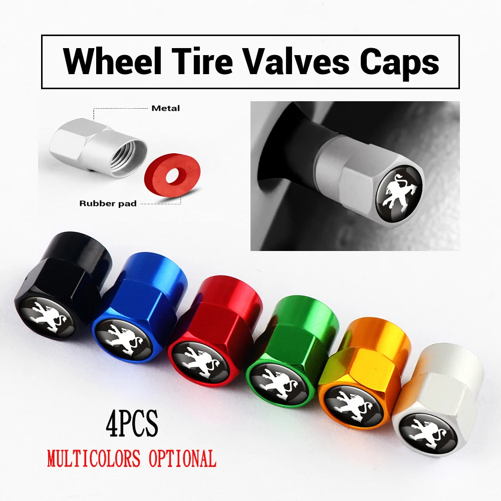 4Pcs Metal Car Wheel Tire Valve Caps Stem Case Decoration Cover For Peugeot 206 3008 208 308 307 2008 207 107 5008 Accessories