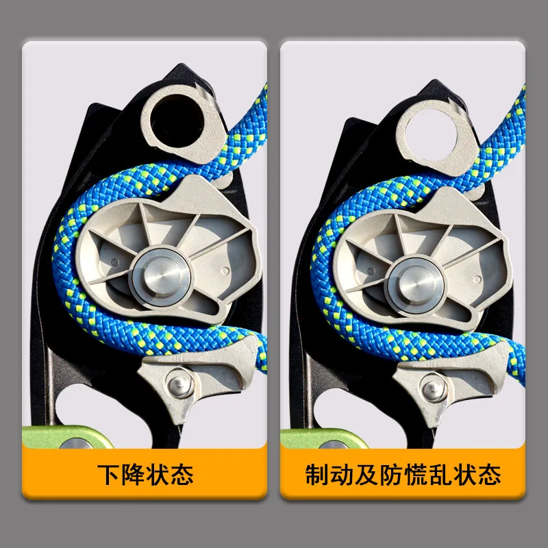 Anti-panic Descender for Climbing, Multifunction Rappel Gear, Safety Protector for High-altitude Tasks