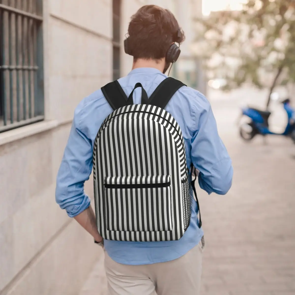 Vertical And Horizontal Diagonal Stripe Design Pattern Student Backpack School Bag Hiking Travel Daypack Bookbag Shoulder Bags