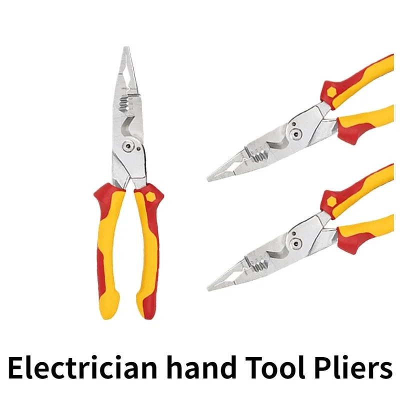 

8 in 1 Insulated Pliers 1000V VDE Snip Nose Wire Stripping plier Multifunctional Electrician hand Tool Pliers