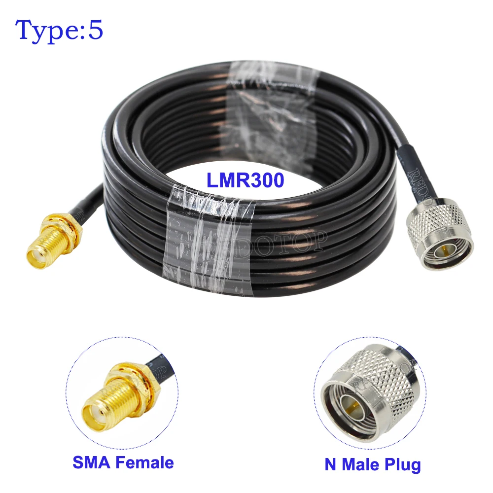 Black LMR-300 SMA Female Jack to N Male/N Female Connector 50 Ohm Low Loss LMR300 50-5 Coaxial Cable N to SMA RF Adapter Cable