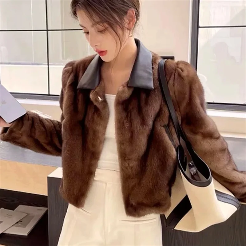 Women\'s Coat 2024 Autumn/Winter New Loose fur Short fur Integrated Coat Young and Environmentally Friendly Mink Plush Mink Coat