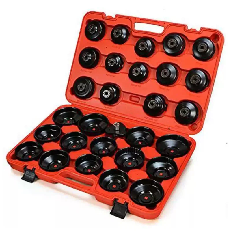 30Pcs Oil Filter Wrench Set, Universal Cup Type Cap Removal Tool Kit, 3/8