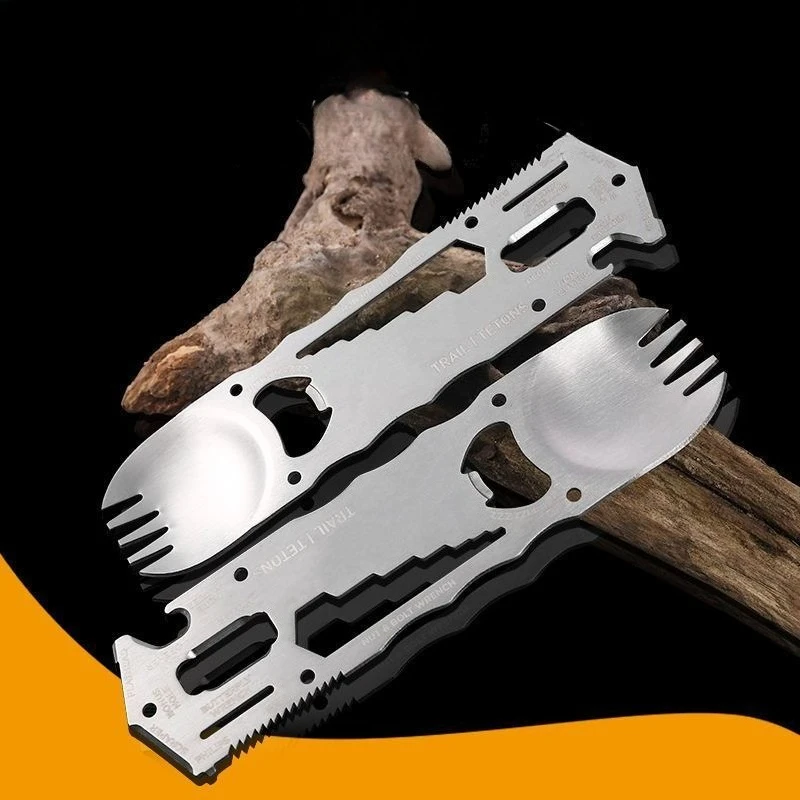 

Multi Functional Stainless Steel Fork Knife Integrated Creative Tableware Outdoor Camping Tableware
