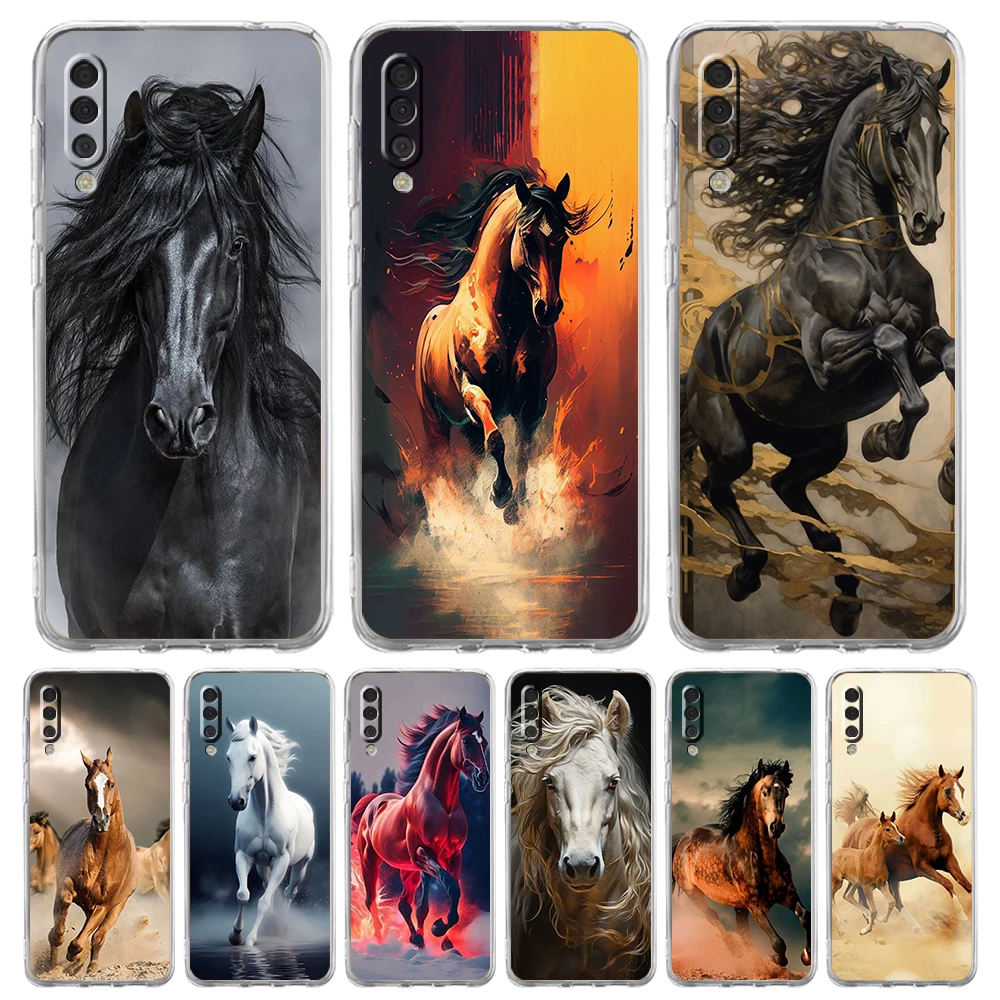 

Running Horse Animal Transparent Phone Case for Samsung Galaxy A12 A50 A52 A70 A40 A10 A20 A30 A02 A03S A04 Cover Silicone Shell