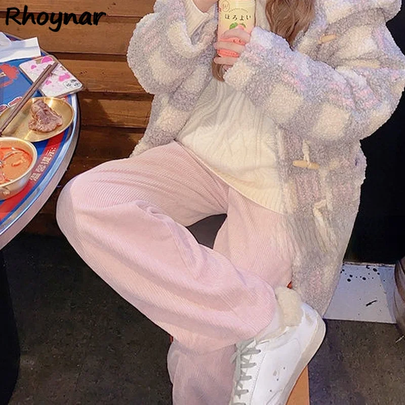 캐주얼 바지 여성 신상 루즈핏 솔리드 러블리 코듀로이 에스테틱 스트릿웨어 빈티지 패션 하라주쿠 가을 인싸템