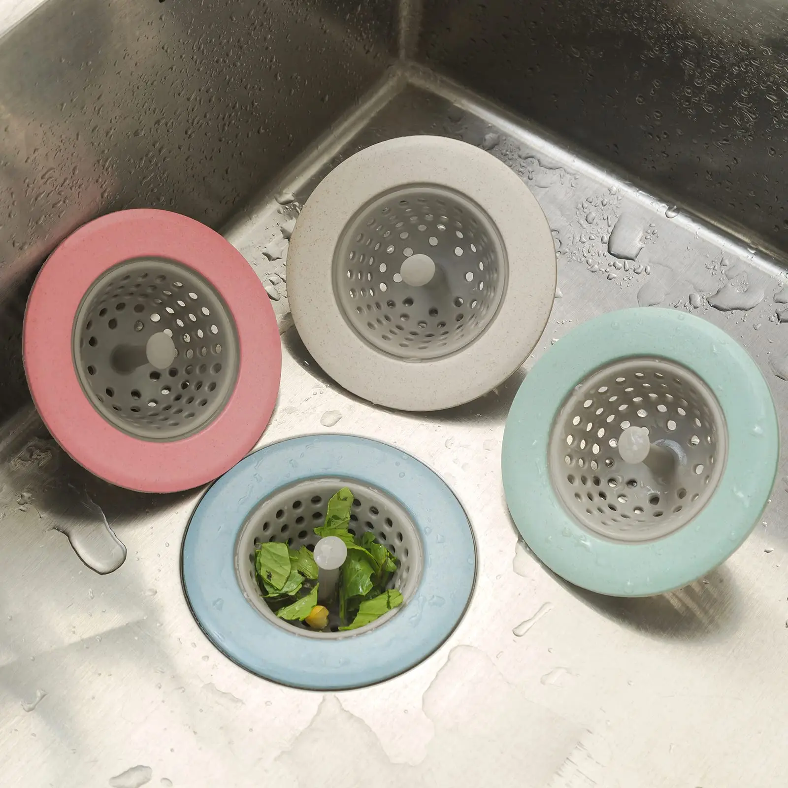 4 Colors Kitchen Sink Drain Vegetable Waste Filter Screen Anti Clogging Cover Bathroom Sink Hair Filter Cleaning Supplies