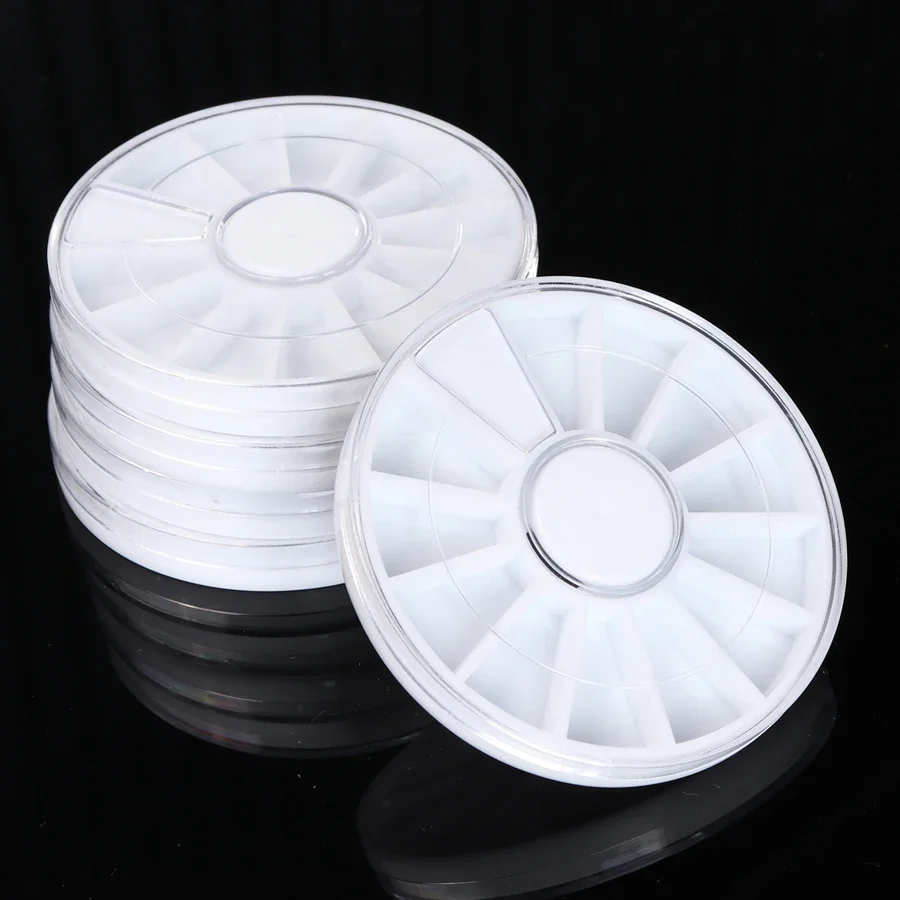 6Pcs Nail Art Storage Box Set 12 Compartments Portable Organizer for Rhinestones Beads Empty Wheel Containers for Beauty Tools
