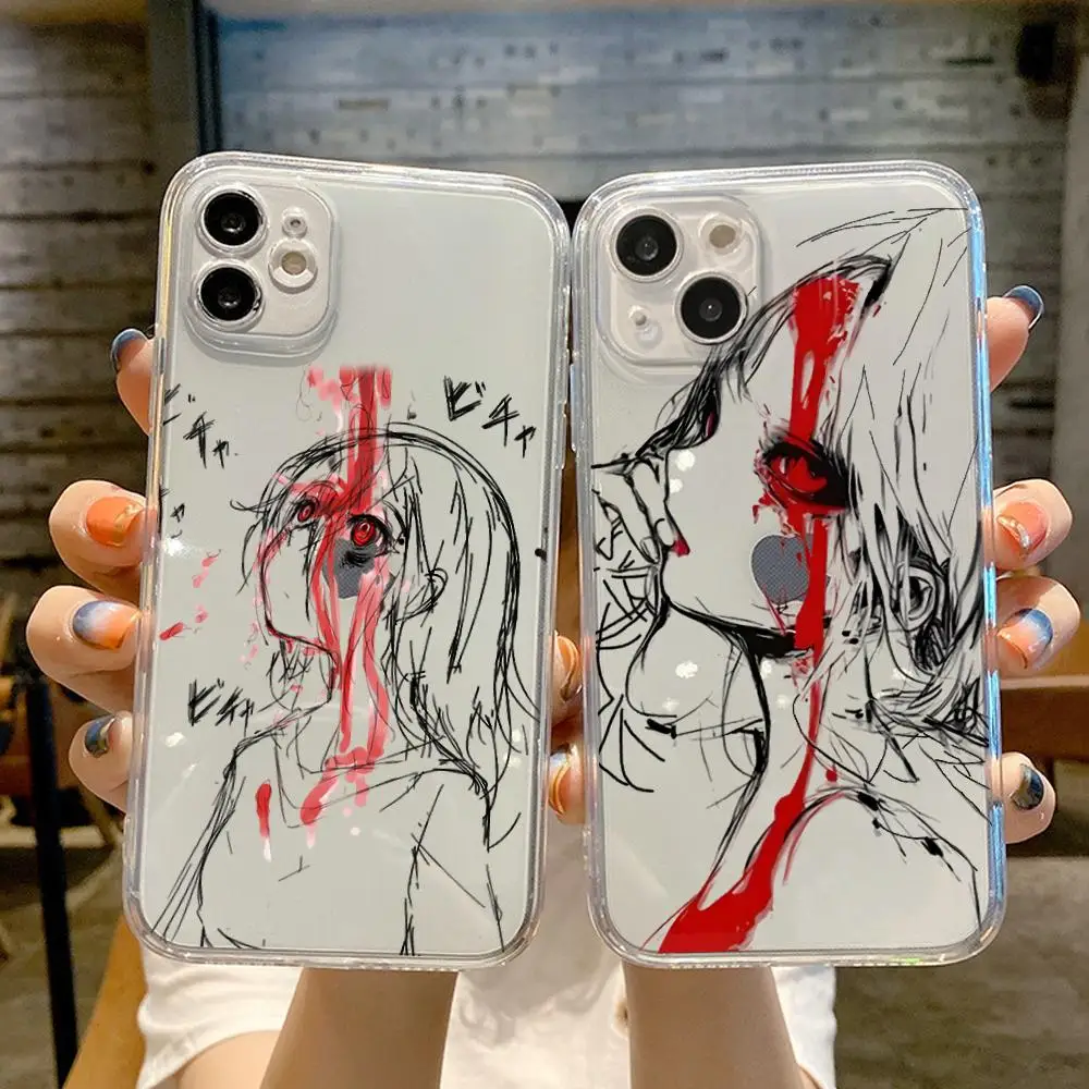 

Japan luxury blood sacrifice girl FOR IPhone 15 14 13 12 11 Pro 14 15 16 Plus 13 Pro MAX XR XS Woman Transparent Covers