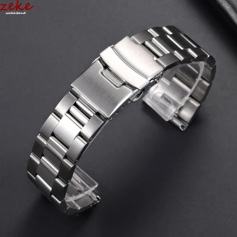 Massives Edelstahlarmband, doppelter Sicherheitsfaltschließe, Uhrenarmband, Tauchmetall-Austernarmband, 20, 22, 24, 26, 28 mm, Uhrenzubehör – Detail 1
