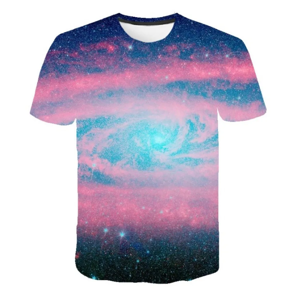 Purple Galaxy T Shirt Men Space 3d Printing T-Shirt Universe Short Sleeve Print Funny Streetwear Casual Tops O-Neck Clothing