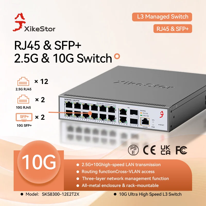 

Трехуровневый 10G-коммутатор с 12 портами 2.5G + 4 портами 10G, поддерживает функции DHCP и маршрутизации, 16-портовый 2.5G-коммутатор S