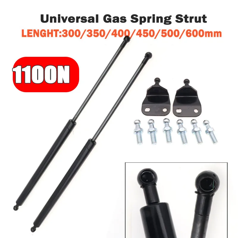 2pcs 1100N 300/350/400/450/500/600mm Gas Strut Bars Gas Spring Support Boot Bonnet Car Caravans Doors Windows Hatches Boat Bus