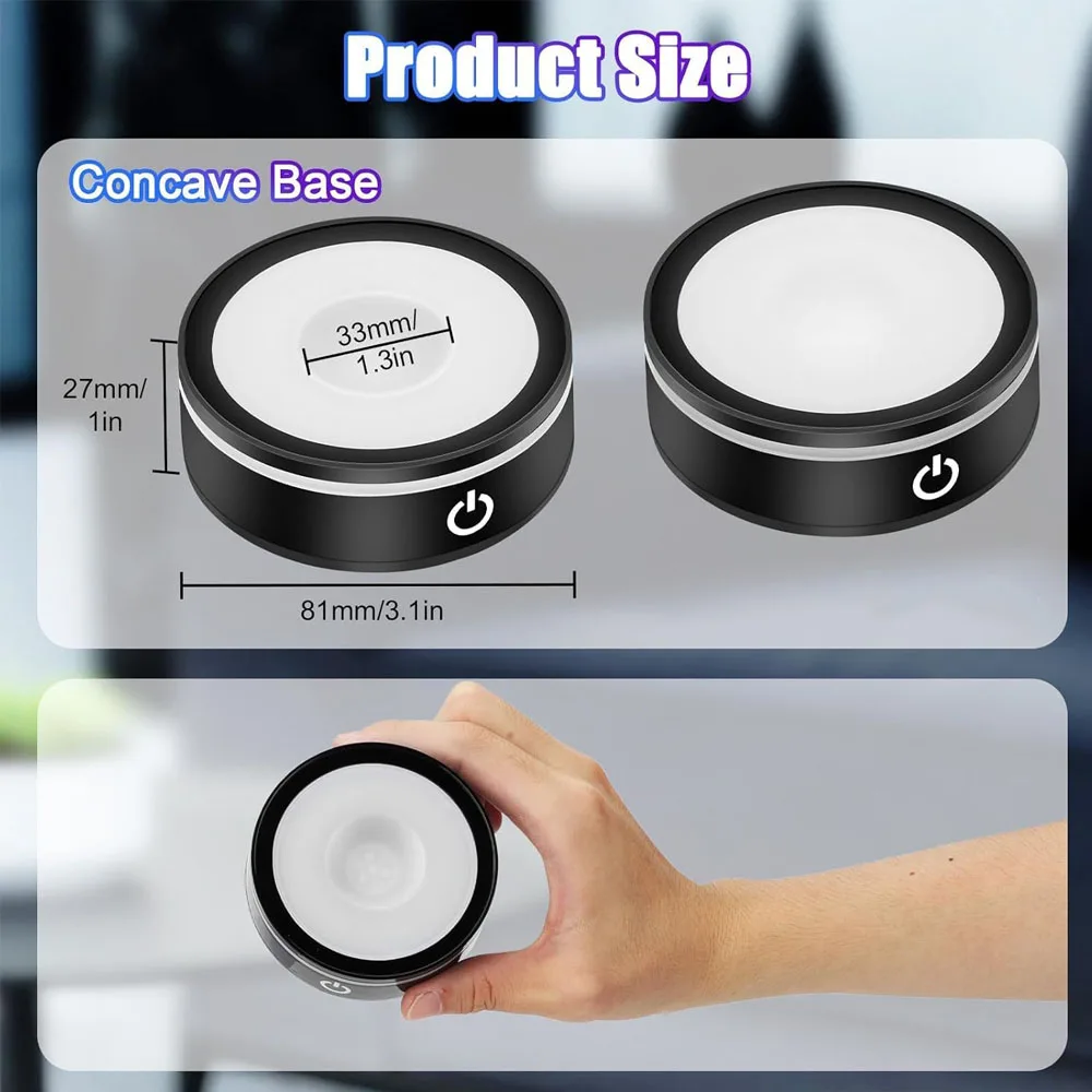 8cm USB Rechargeable LED Light Base for 3D Crystal Glass Art Crystal Display Lamp Base Stand Luminous Decorate Base