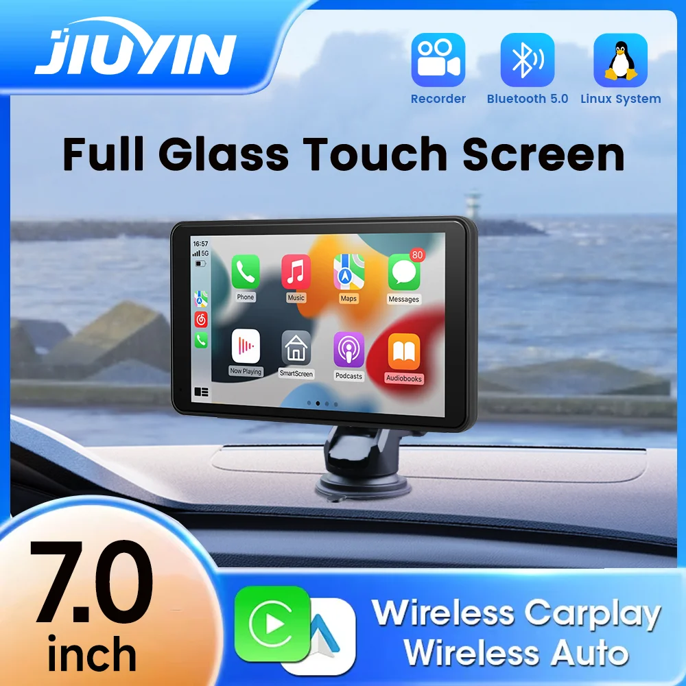 

JIUYIN 7inch Universal Car Radio Multimedia Video Player Wireless CarPlay Android Auto GPS Navigation Touch Screen Bluetooth