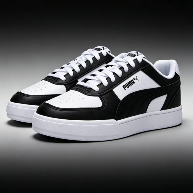 Black White Contrast Puma Leather Skate Sneakers Men Women Thick White Sole Classic All Match Street Casual Flat Trainers