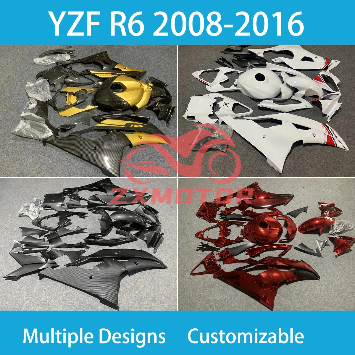 Dirt Bike Fairng Kit for YAMAHA YZF R6 08 09 10 11 12 13 14 15 16 Motorcycle Fairings Bodywork Set YZFR6 2008-2016 New