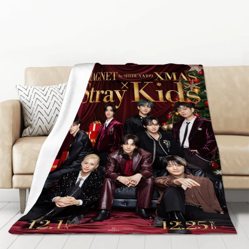 New KPOP Boys StraySkids Blanket Thermal Blankets for Decorative Sofa Throwing Downy Luxury Designer Bedding Soft Plaid Catnap