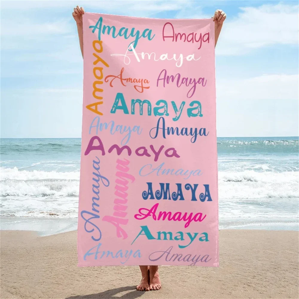 Custom Name Beach Towel For Kids Personalized Bath Towel With Name Monogram Pool Towel Vacation Gift Picnic Towel Party Gift