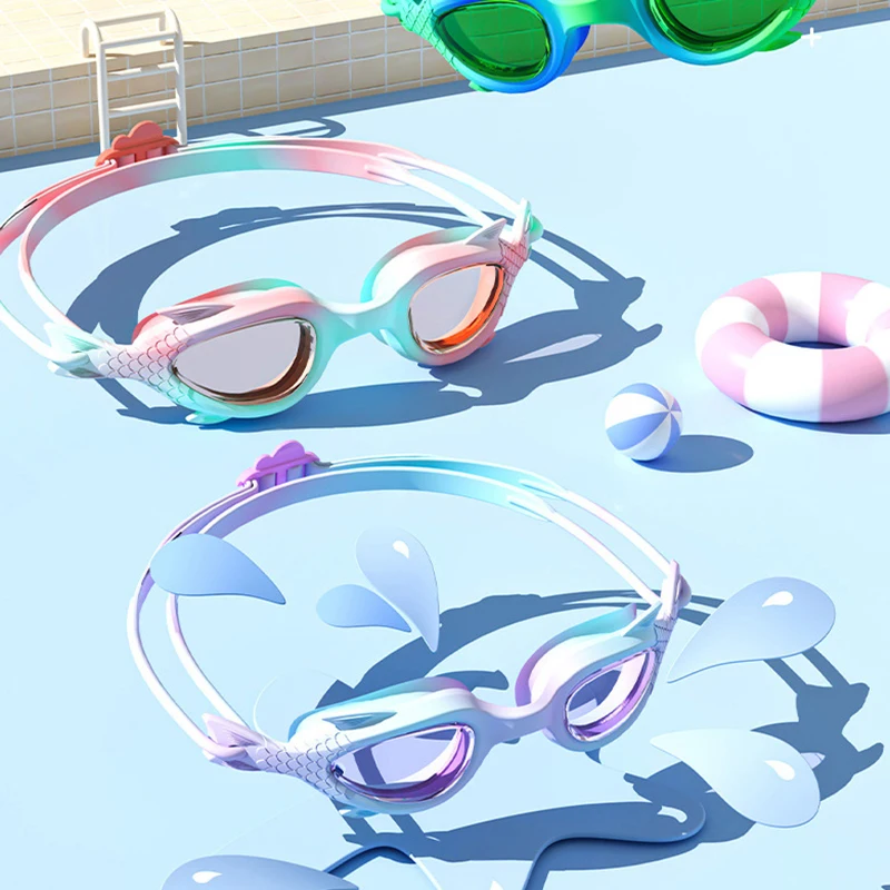 Children Swimming Goggles Fish Scale Appearance HD Anti-Fog Waterproof Small Frame Goggles Swimming Training Diving Swimming