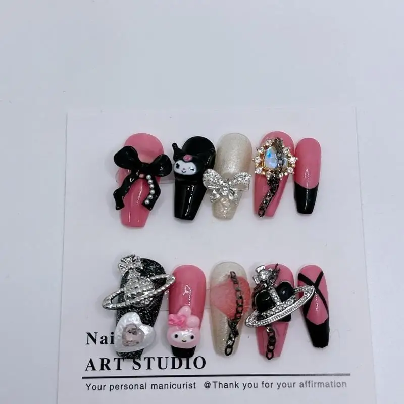 

Cute Sanrio Nail Art Patches My Melody Accessories Kawaii Cartoon Anime Removable Wearable Nails Decoration Toys for Girls Gift