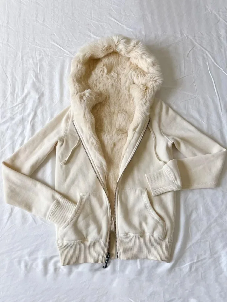 

American Vintage Slim Waist Simple Coat Women Autumn Winter Thicked Warm Jackets 2025 New Long Sleeve Zipper Tops Mujer