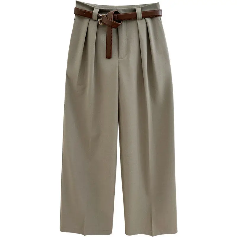 Spring Autumn Korean Arajuku Solid Pants Women Loose Casual All Match High Waist Straight Lady Trousers Fashion Female Clothes