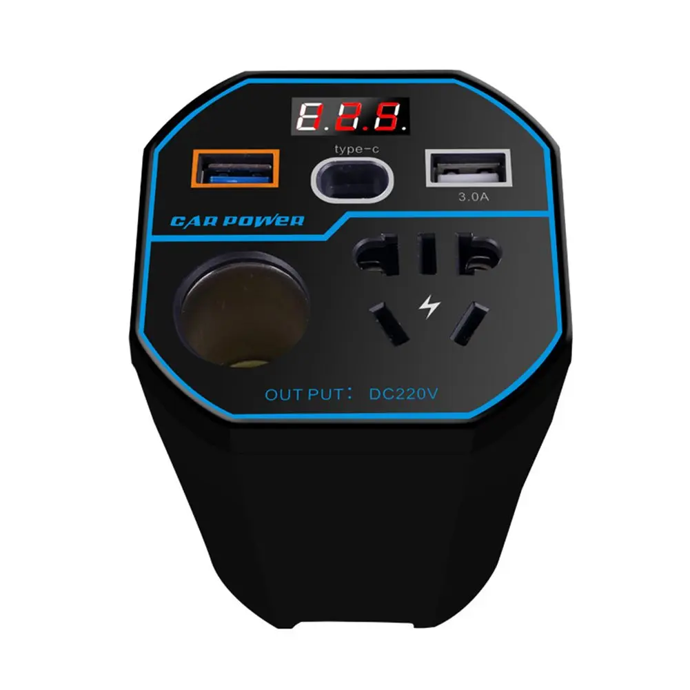Car Outlet Adapter 12V Car Inverter 10.5*7.5*6.5CM Automatic Power-off Feature Inverter 3100MA 5V 80CM DC110V-220V