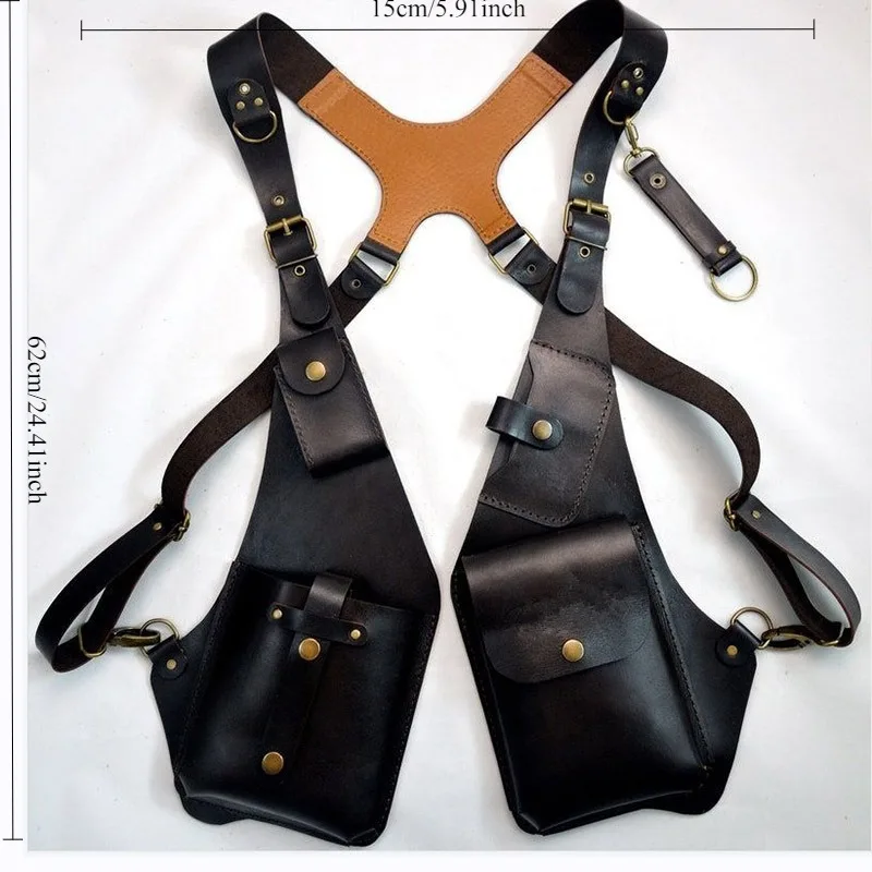 

Винтажная кожаная сумка-кроссбоди с ремешком, чехол для телефона, мужской аксессуар на Хэллоуин