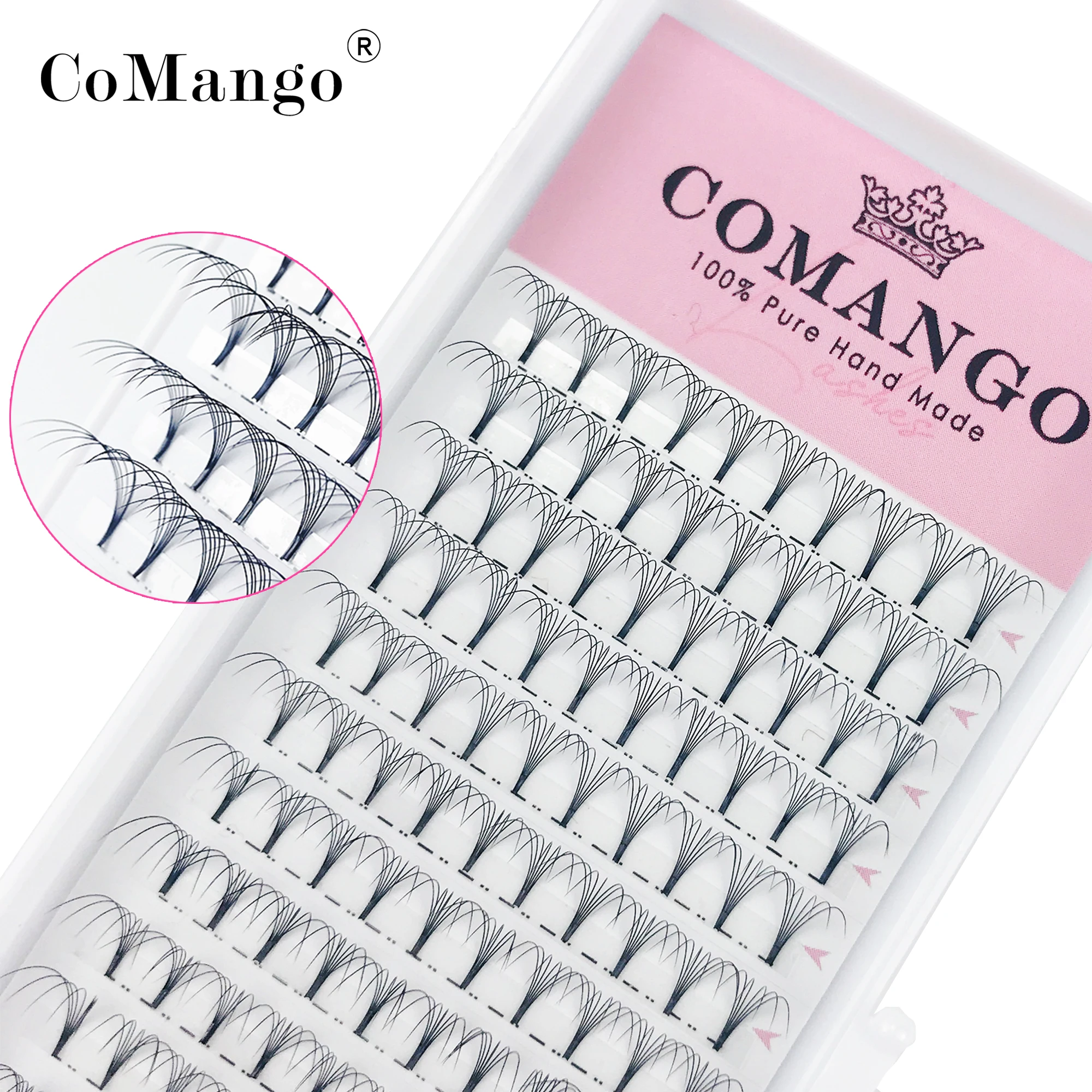 CoMango Volume 3D/4D/5D/6D/10D Eyelashes Short Stem Pre Made Fans Silk Soft Lash Extension False Mink Individual Lashes