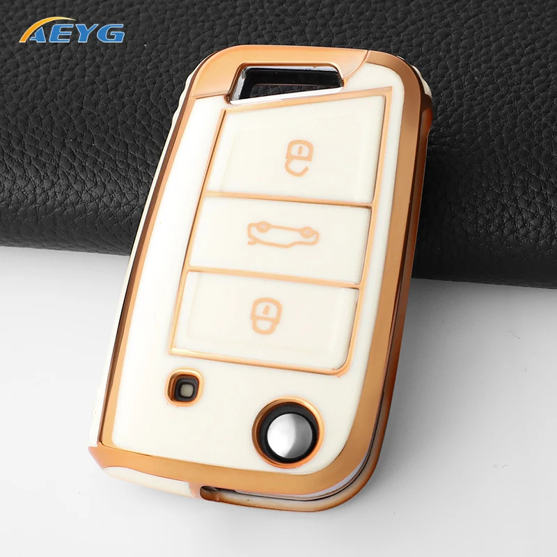 Car Key Case Cover Shell Fob For VW Volkswagen Golf 7 MK7 Tiguan MK2 Seat Ateca Leon FR Ibiza Skoda Octavia Kodiaq