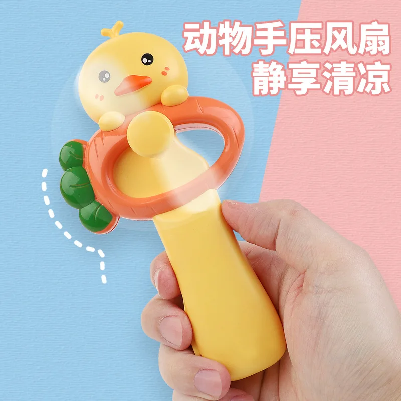 Children's cartoon cute animal hand pressure fan student kindergarten rabbit puppy summer summer small prize