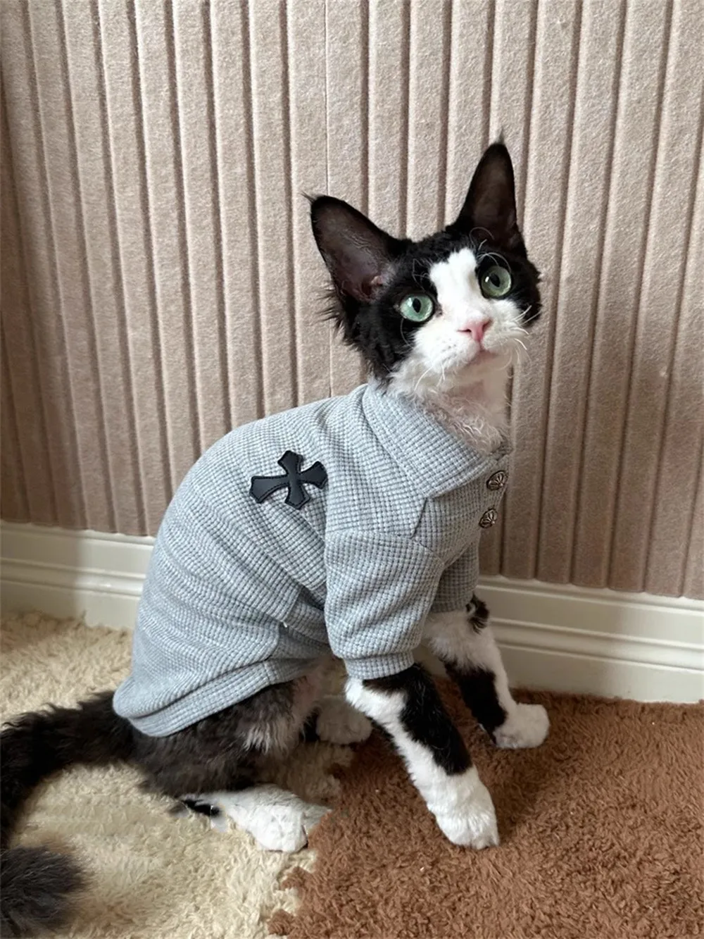 

High-Quality Cross-Shaped Design Waffle Pet Polo Shirt For Cats And Small Dogs' Sweatshirt
