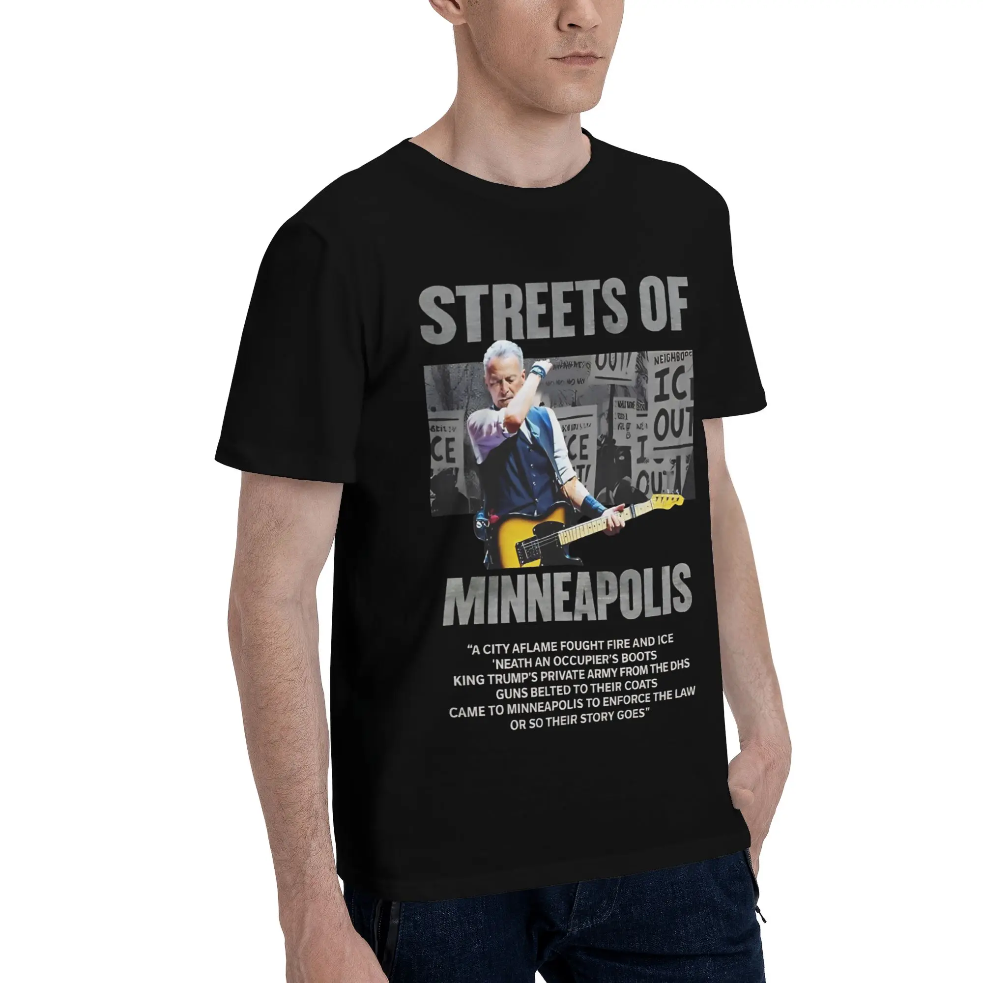 Bruce Springsteen - Streets Of Minneapolis ice out Tee Shirt for Men Women Printed T Shirts  100% Cotton Clothing